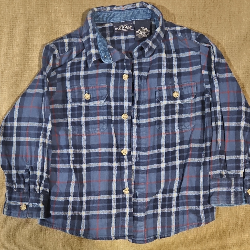 OshKosh B'gosh Red and Blue Plaid Button Down Shirt